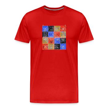Laby Square 2 (Farbversion) - Männer Premium Bio T-Shirt - Rot - Vorne - Damien (186cm)