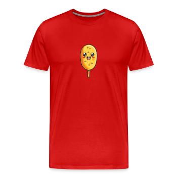 Chien de maïs Visage mignon dessin animé - T-shirt bio Premium Homme - rouge - Devant - Damien (186cm)