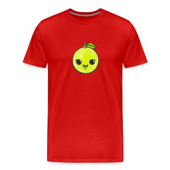 Citron vert heureux dans le style de dessin animé vert - T-shirt bio Premium Homme - rouge - Devant - Damien (186cm)