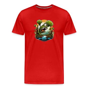 Plante carnivore sauvage en colère - T-shirt bio Premium Homme - rouge - Devant - Damien (186cm)