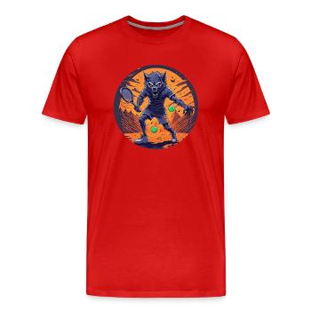 Gruseliges Halloween-partykostüm Werwolf Tnis - Men's Premium Organic T-Shirt - red - Front - Damien (186cm)