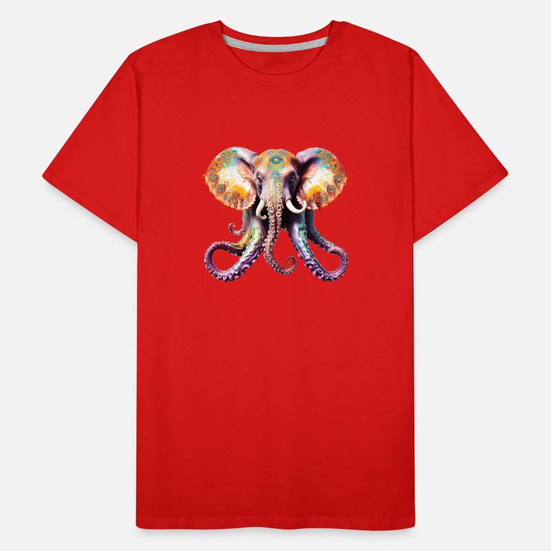 Psychedelic Goa Elephant Octopus Men's Premium Organic T-Shirt