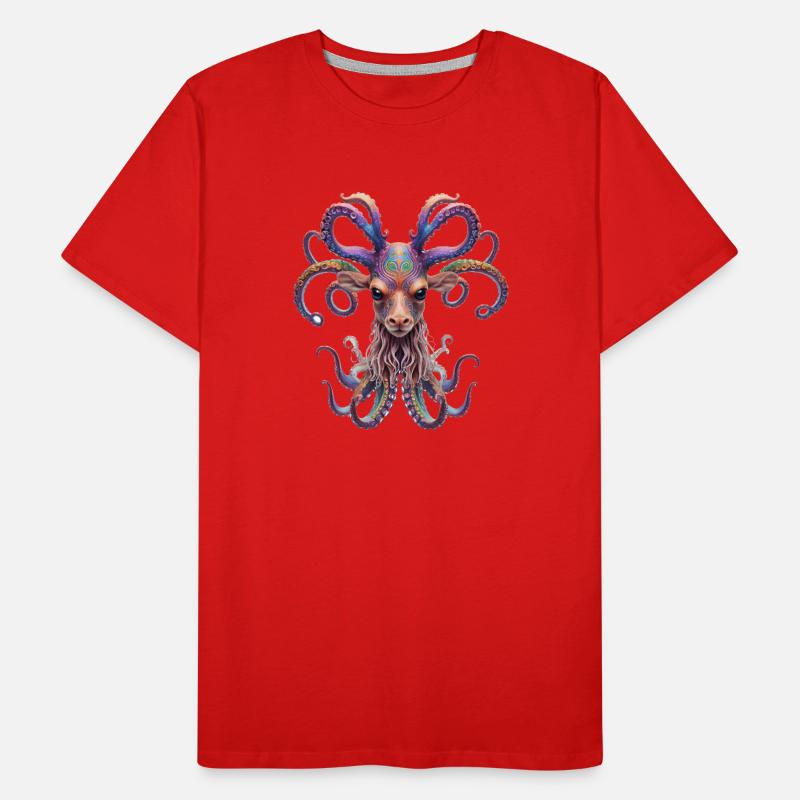 Psychedelic Goa Deer Octopus Men's Premium Organic T-Shirt