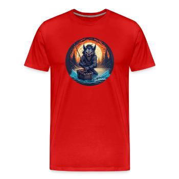 Effrayant Halloween Party Costume Loup-Garou Pêche - T-shirt bio Premium Homme - rouge - Devant - Damien (186cm)