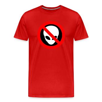 Graues Aliens-Verbotsschild - Männer Premium Bio T-Shirt - Rot - Vorne - Damien (186cm)
