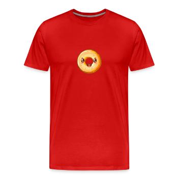 Glänzender Glasierte Donut Cartoon - Zucker-Rausch - Männer Premium Bio T-Shirt - Rot - Vorne - Damien (186cm)