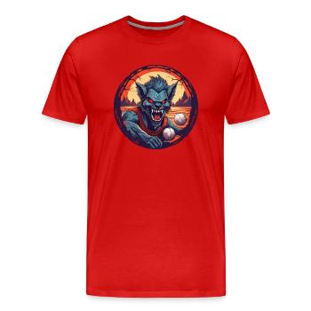 Creepy Halloween Party Costume Werewolf - Men's Premium Organic T-Shirt - red - Front - Damien (186cm)