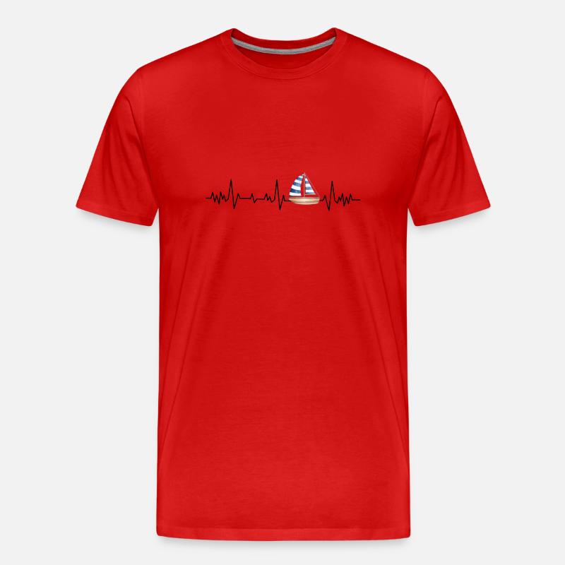 Herzschlag-Boot - Männer Premium Bio T-Shirt - Rot
