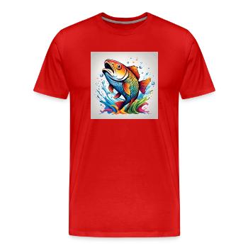 Truite Poisson Coloré - T-shirt bio Premium Homme - rouge - Devant - Damien (186cm)