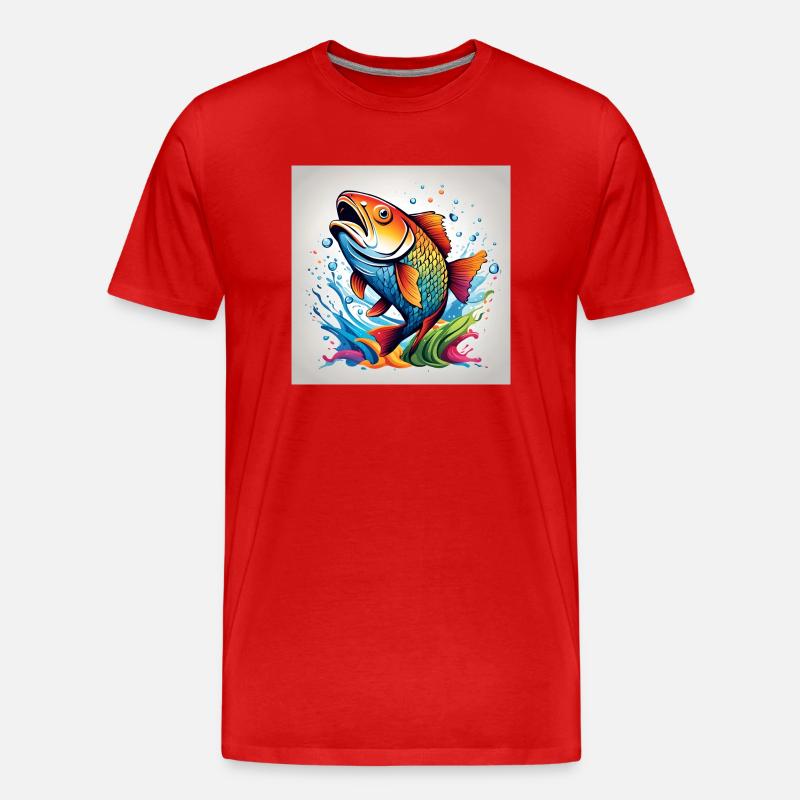 Forelle Fisch farbig - Männer Premium Bio T-Shirt - Rot