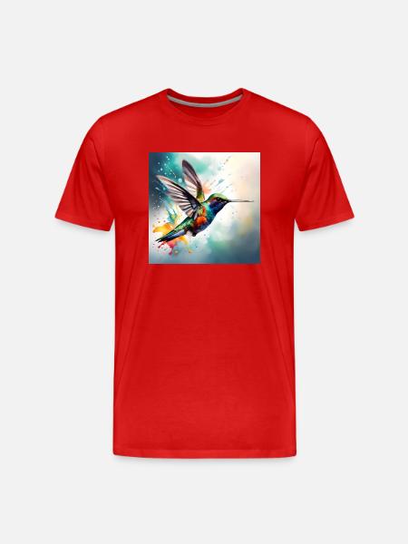 Kolibri farbig - Männer Premium Bio T-Shirt - Rot