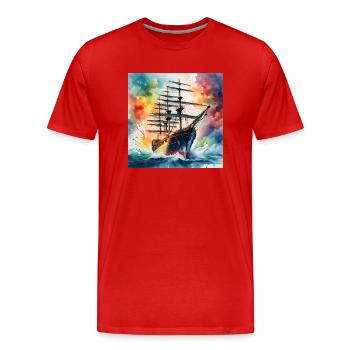 Segelschiff - Männer Premium Bio T-Shirt - Rot - Vorne - Damien (186cm)