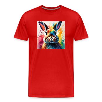 Hare - Men's Premium Organic T-Shirt - red - Front - Damien (186cm)