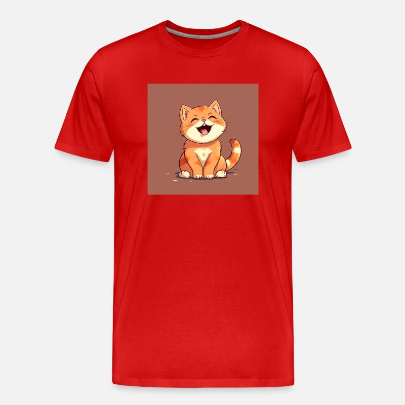 lachendes Kätzchen - Männer Premium Bio T-Shirt - Rot