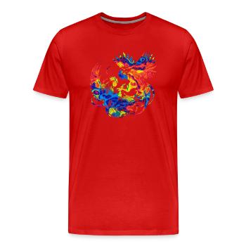 Coq, tup, combat, animal, isolé, coloré, poulet - T-shirt bio Premium Homme - rouge - Devant - Damien (186cm)