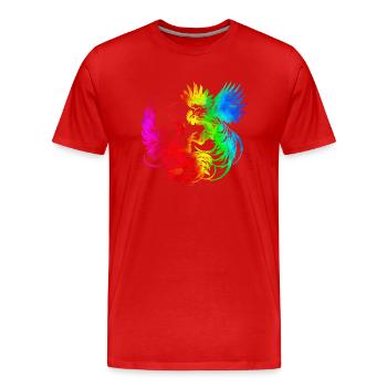 Hahn tup Kampf Tier isoliert buntes Huhn - Männer Premium Bio T-Shirt - Rot - Vorne - Damien (186cm)