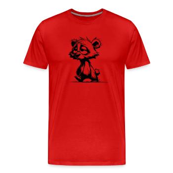 Fuzzy sleeping tired bear sketch - Men's Premium Organic T-Shirt - red - Front - Damien (186cm)