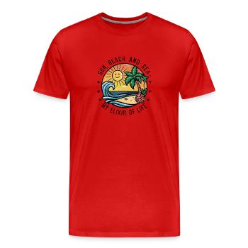 Sun, beach and sea - my elixir of life - Men's Premium Organic T-Shirt - red - Front - Damien (186cm)