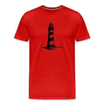 Striped lighthouse on the coast - Men's Premium Organic T-Shirt - red - Front - Damien (186cm)