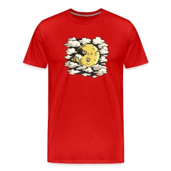 Lune de Méliès et bière - T-shirt bio Premium Homme - rouge - Devant - Damien (186cm)