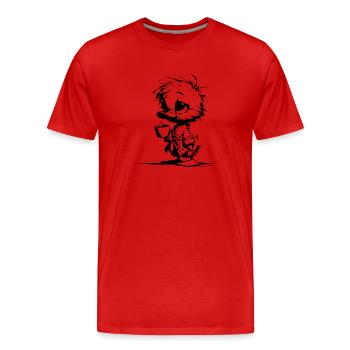 Süsse müdes Entchen im Bademantel mit Kaffeebecher - Männer Premium Bio T-Shirt - Rot - Vorne - Damien (186cm)