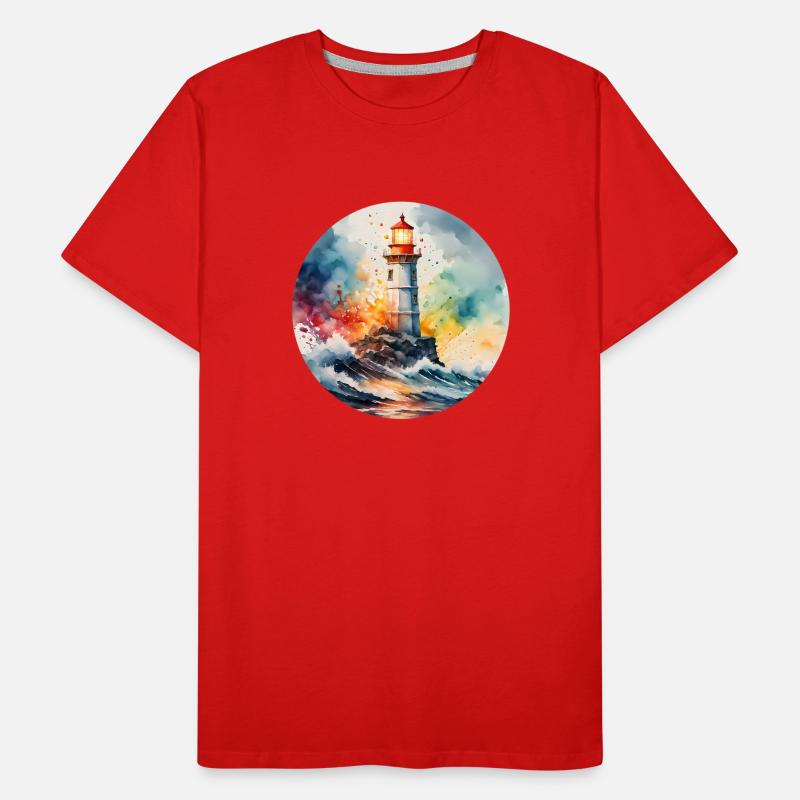 Leuchtturm Runder Batch Männer Premium Bio T-Shirt