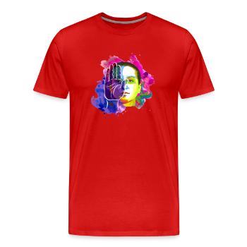 DAGEGEN - Männer Premium Bio T-Shirt - Rot - Vorne - Damien (186cm)