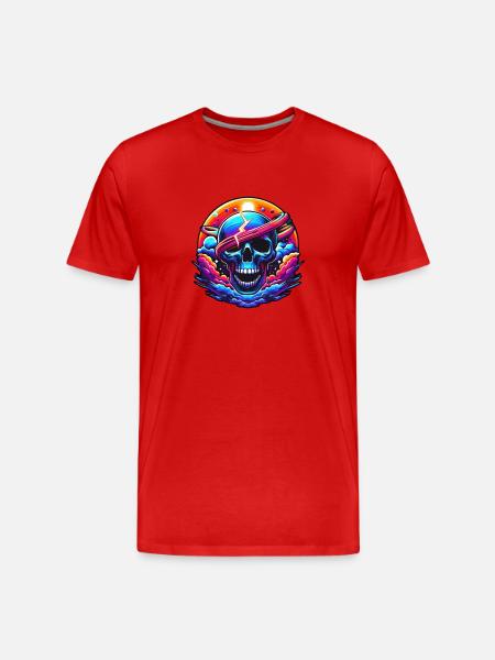 Vibrant Skull Art - Men's Premium Organic T-Shirt - red