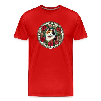 Viktorianische Kattun-Weihnachten - Männer Premium Bio T-Shirt - Rot - Vorne - Damien (186cm)