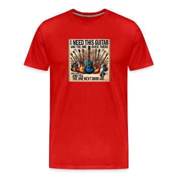 Gitarren und Gitarren und Gitarren - Männer Premium Bio T-Shirt - Rot - Vorne - Damien (186cm)