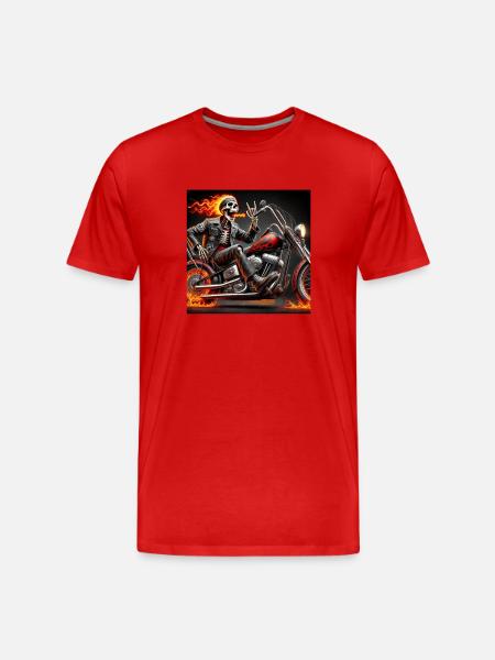 Rocker Skelett - Männer Premium Bio T-Shirt - Rot