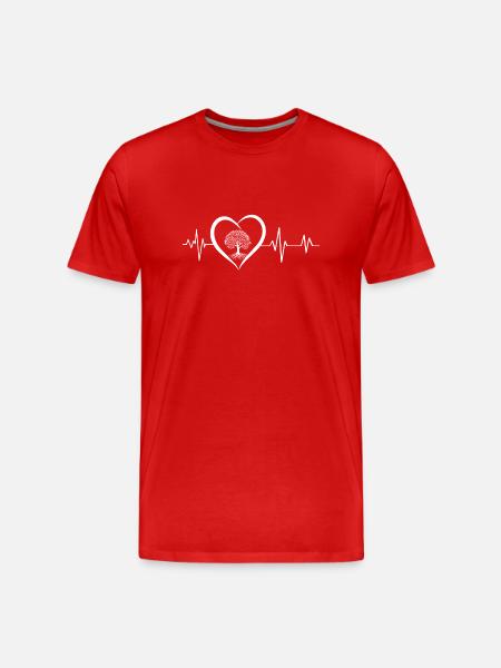 Heartbeat Tree of Life - Men's Premium Organic T-Shirt - red