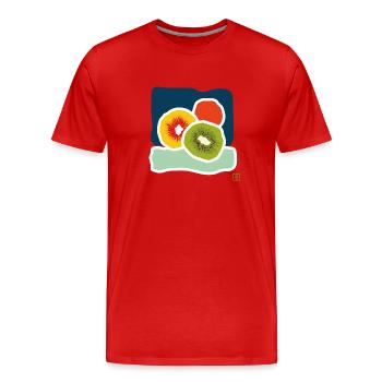 kiwi - Men's Premium Organic T-Shirt - red - Front - Damien (186cm)