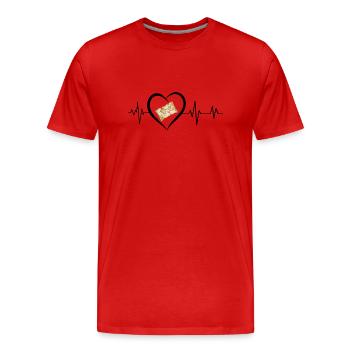 battement de cœur carte au trésor - T-shirt bio Premium Homme - rouge - Devant - Damien (186cm)