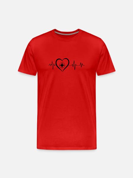 Herzschlag-Kompass - Männer Premium Bio T-Shirt - Rot