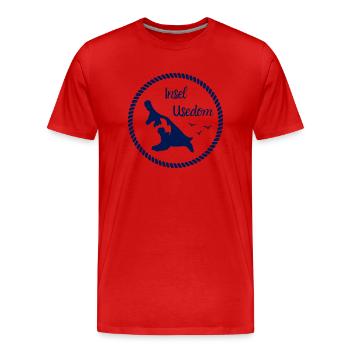 Insel Usedom Karte im Seil - Männer Premium Bio T-Shirt - Rot - Vorne - Damien (186cm)