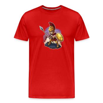 Leonidas der Löwe von Sparta - Männer Premium Bio T-Shirt - Rot - Vorne - Damien (186cm)