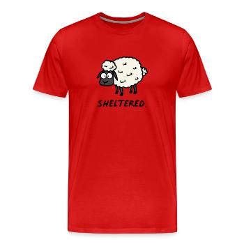 Moutons abrités - T-shirt bio Premium Homme - rouge - Devant - Damien (186cm)