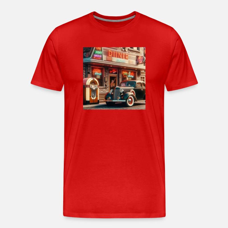 Diner jukebox - T-shirt bio Premium Homme - rouge