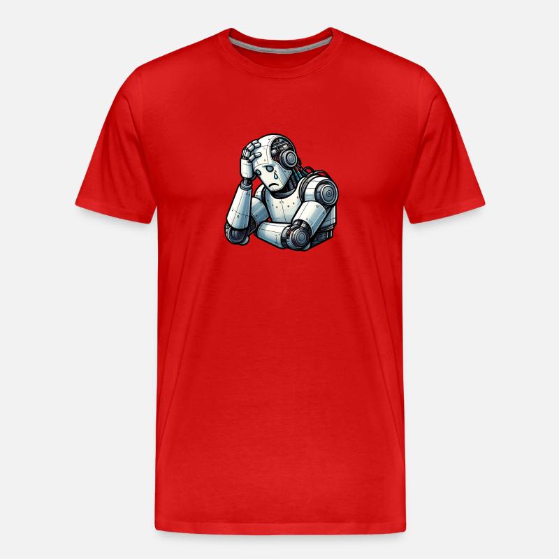 Ängstlicher Roboter - Männer Premium Bio T-Shirt - Rot