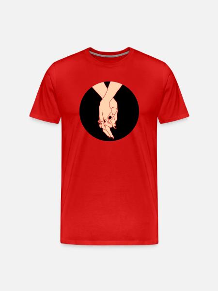 hands couple - Männer Premium Bio T-Shirt - Rot