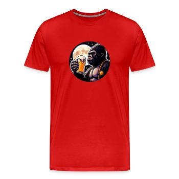 Singe Bière Festif - T-shirt bio Premium Homme - rouge - Devant - Damien (186cm)