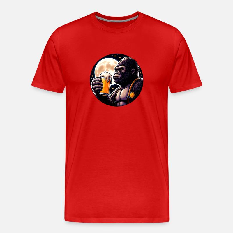 Festlicher Bieraffe - Männer Premium Bio T-Shirt - Rot