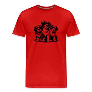 Drei niedliche Hunde als Porträt - Männer Premium Bio T-Shirt - Rot - Vorne - Damien (186cm)