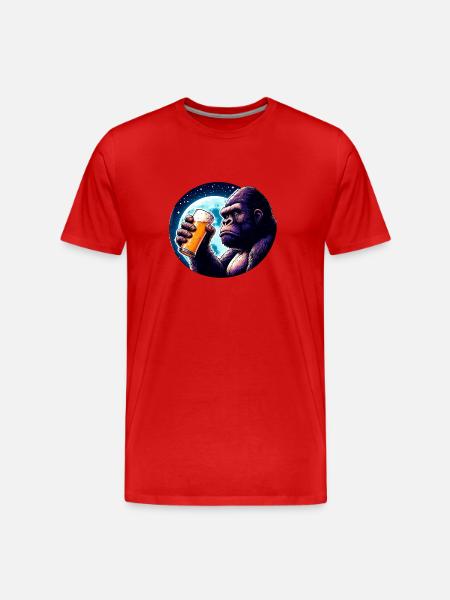 Big Beer Lover Monkey - Men's Premium Organic T-Shirt - red