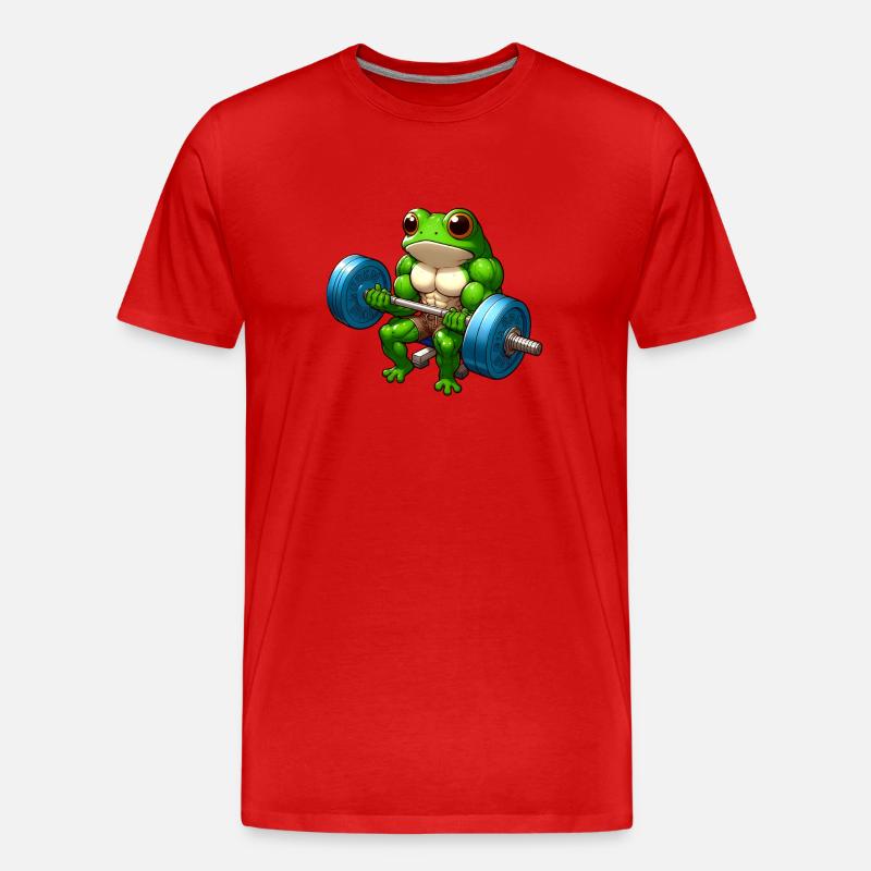 Dynamischer Sportfrosch - Männer Premium Bio T-Shirt - Rot