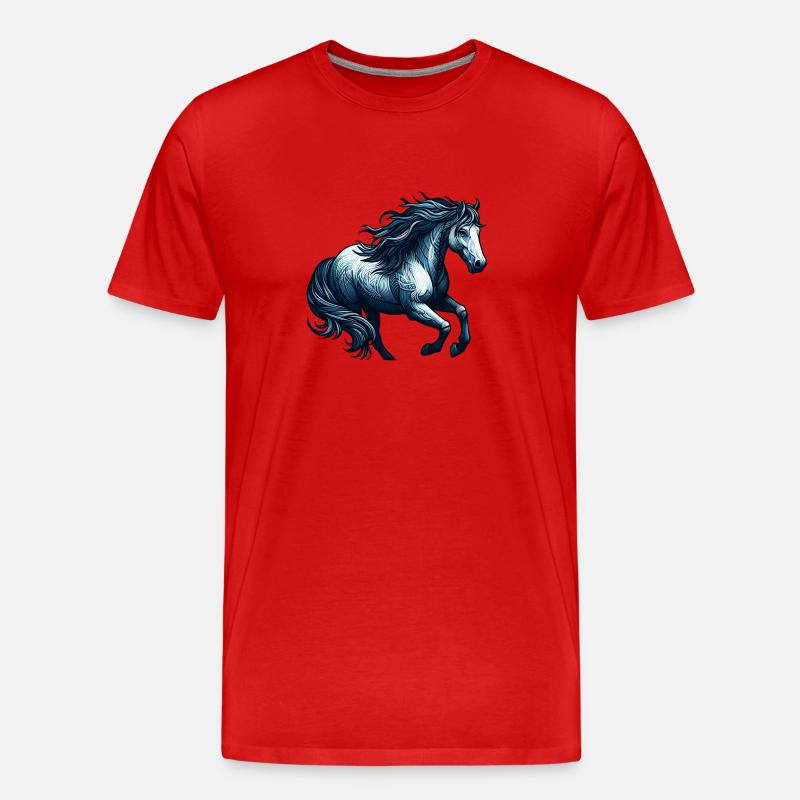 Pferde-Pony - Männer Premium Bio T-Shirt - Rot