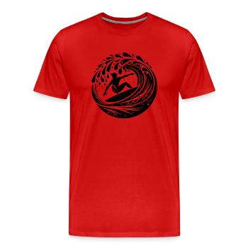 Profi Surfer der in Welle Tunnel surft - Männer Premium Bio T-Shirt - Rot - Vorne - Damien (186cm)