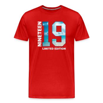 19th Birthday Gift Idea Nineteen - Men's Premium Organic T-Shirt - red - Front - Damien (186cm)