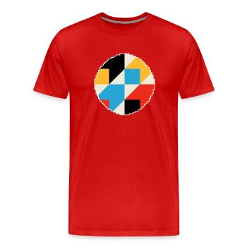 Composition géométrique aux couleurs vives - T-shirt bio Premium Homme - rouge - Devant - Damien (186cm)